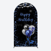 Lofaris Black Blue Glitter Balloons Birthday Arch Backdrop